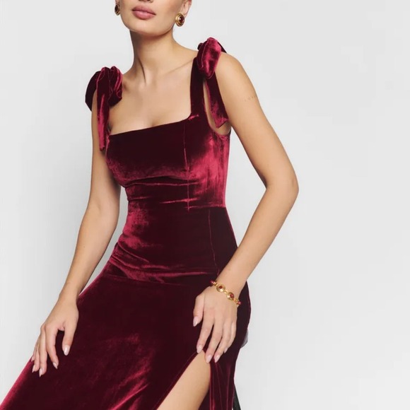 Reformation | Westerly Velvet Formal Maxi Dress in Chianti Red - Picture 2 of 6